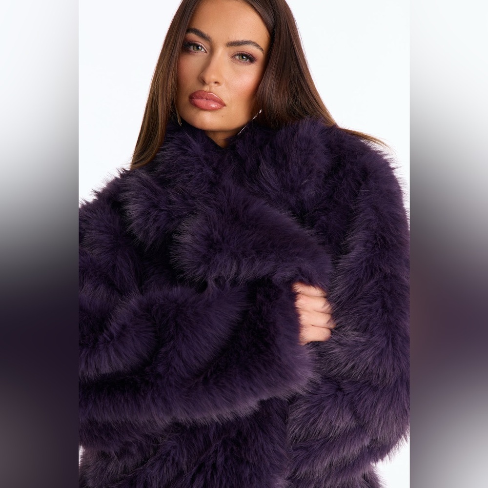 NWT Fashion Nova Purple Faux Fur Coat 1X